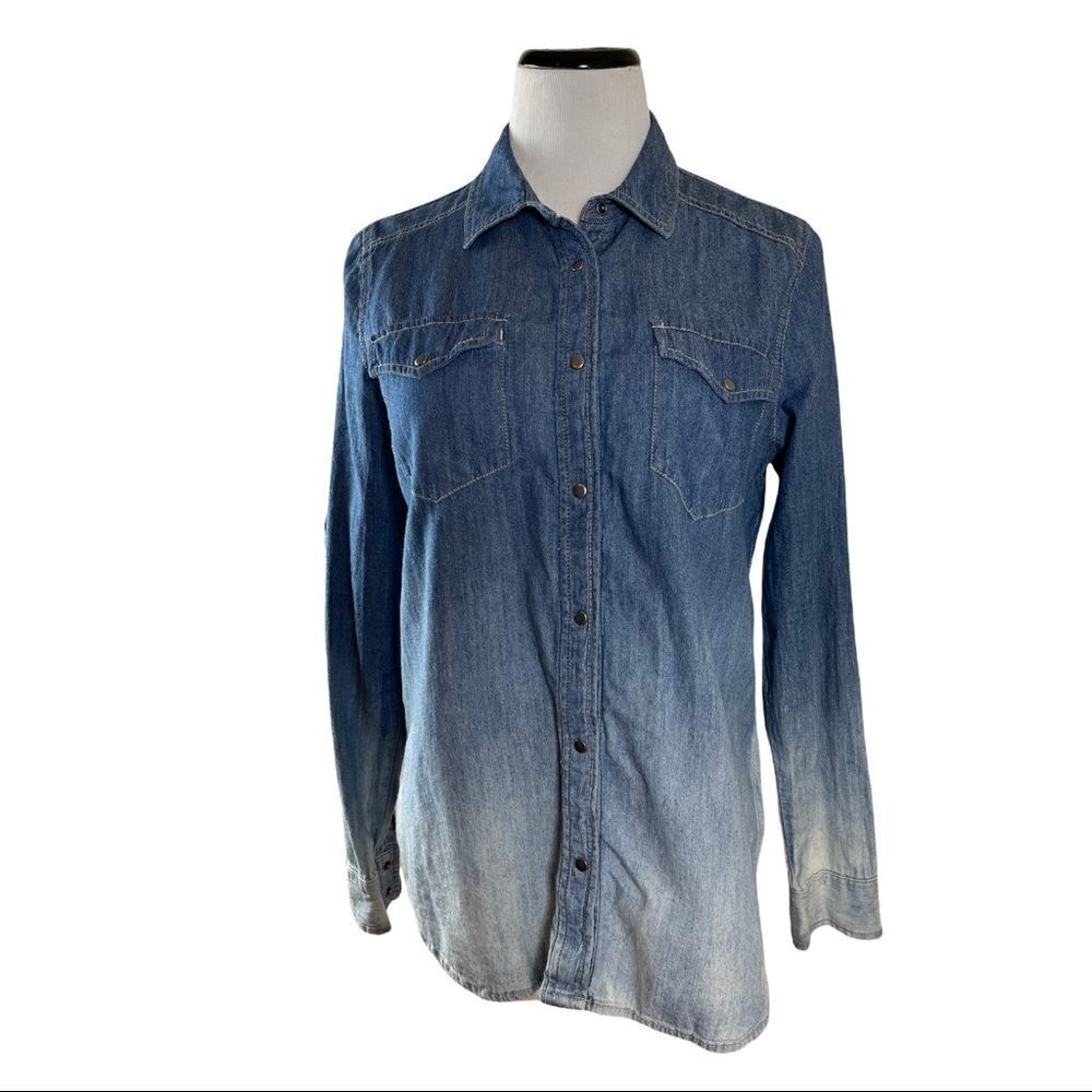 JONES NEW YORK Ombré Jean Button Up Shirt Sz S